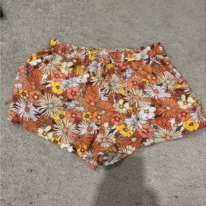 flowy floral shorts